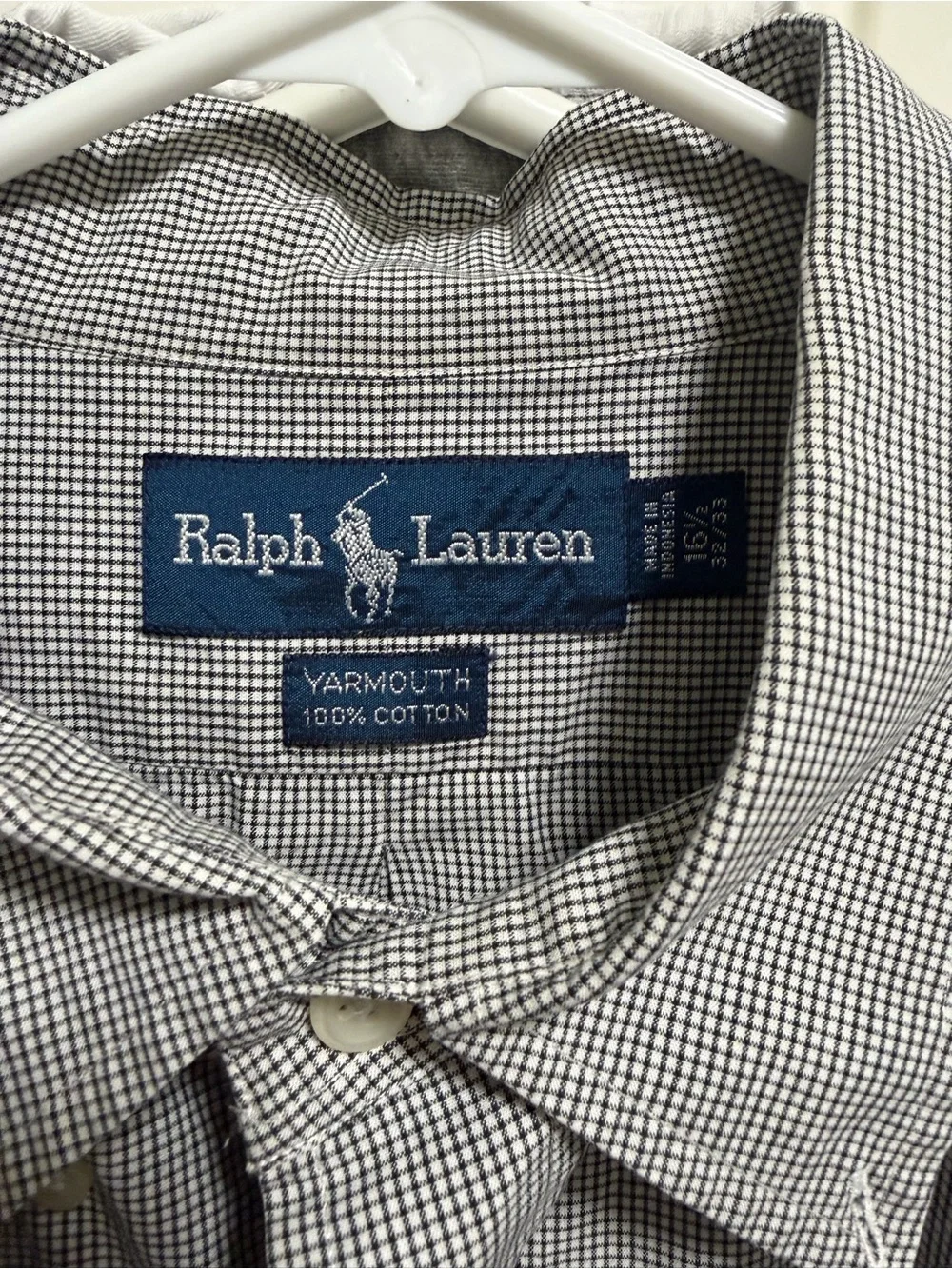 Polo by Ralph Lauren Men’s Long-Sleeve Button-Down Shirt — black and white EUC